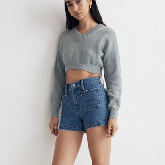 Madewell The Denim Elliot Dark Patch Pocket Jean Shorts - Picture 2 of 15